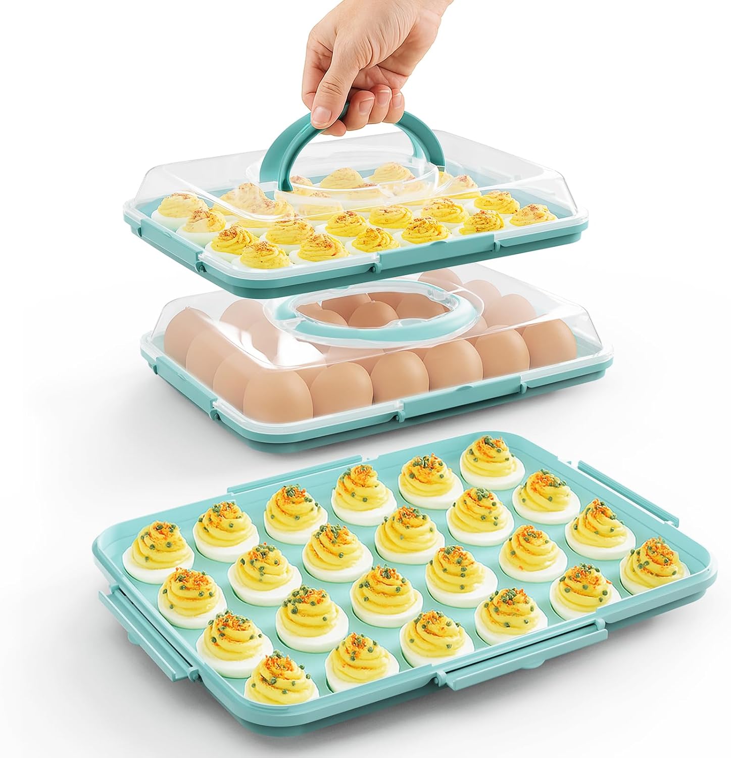 2 Pack Deviled Egg Container with Lid - Blue