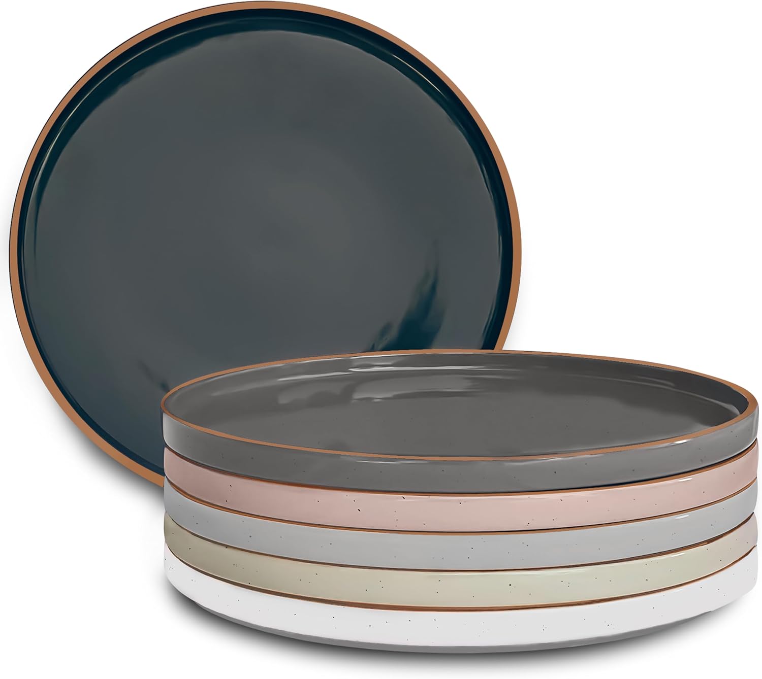 Mora Ceramic Dinner Plates Set of 6 - 10.5" Modern Dishware